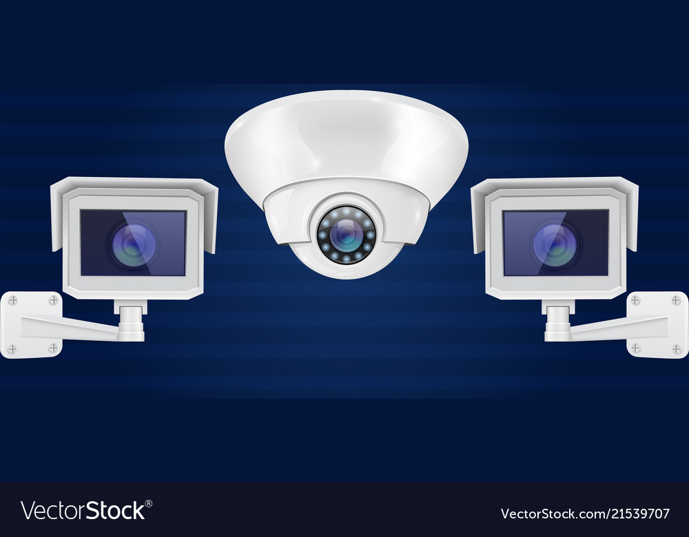 Security Camera Set Wall And Ceiling Mount Cctv Vector Image