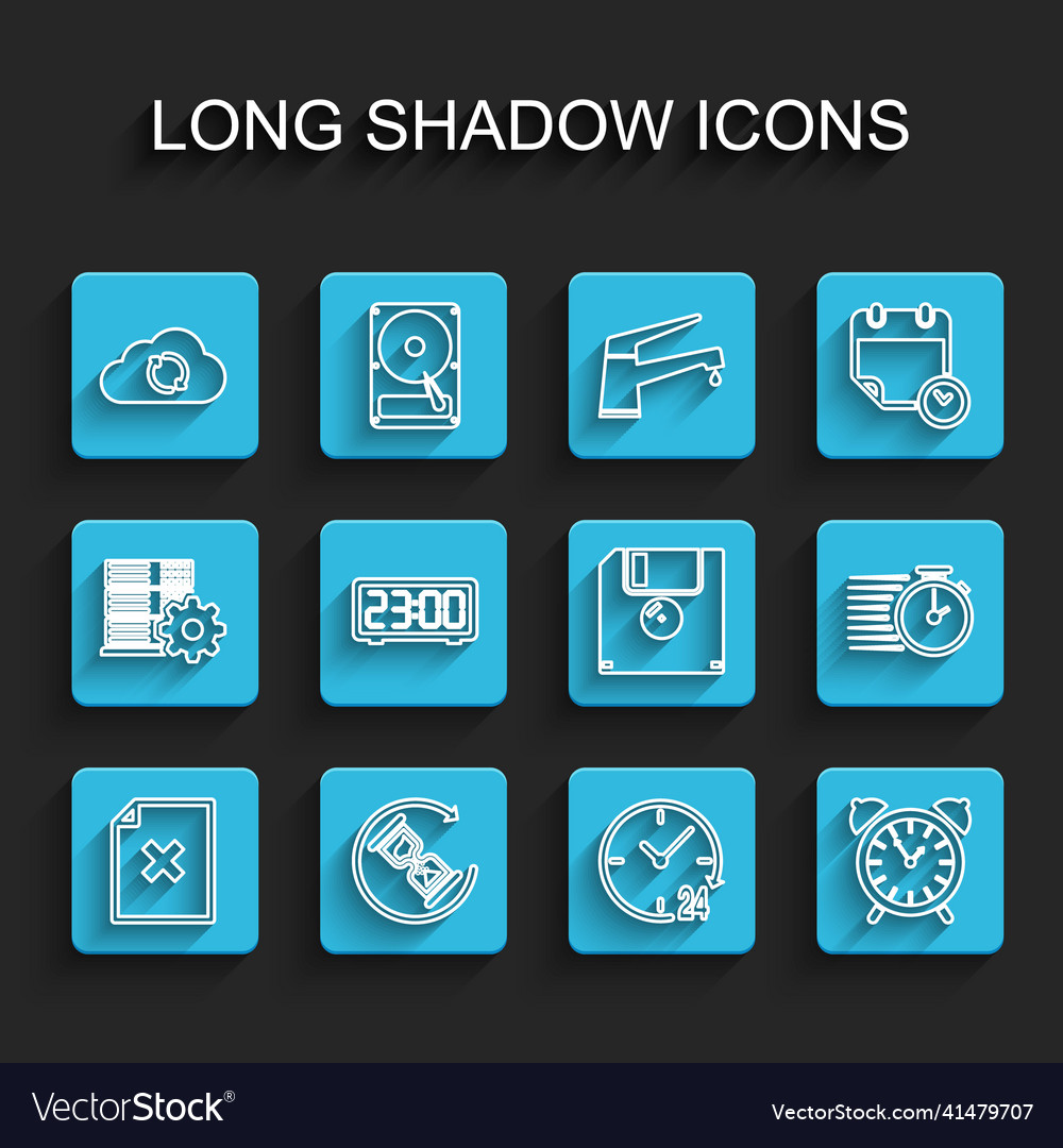 Set line delete file document waiting cloud sync vector image Set line delete file document waiting cloud sync