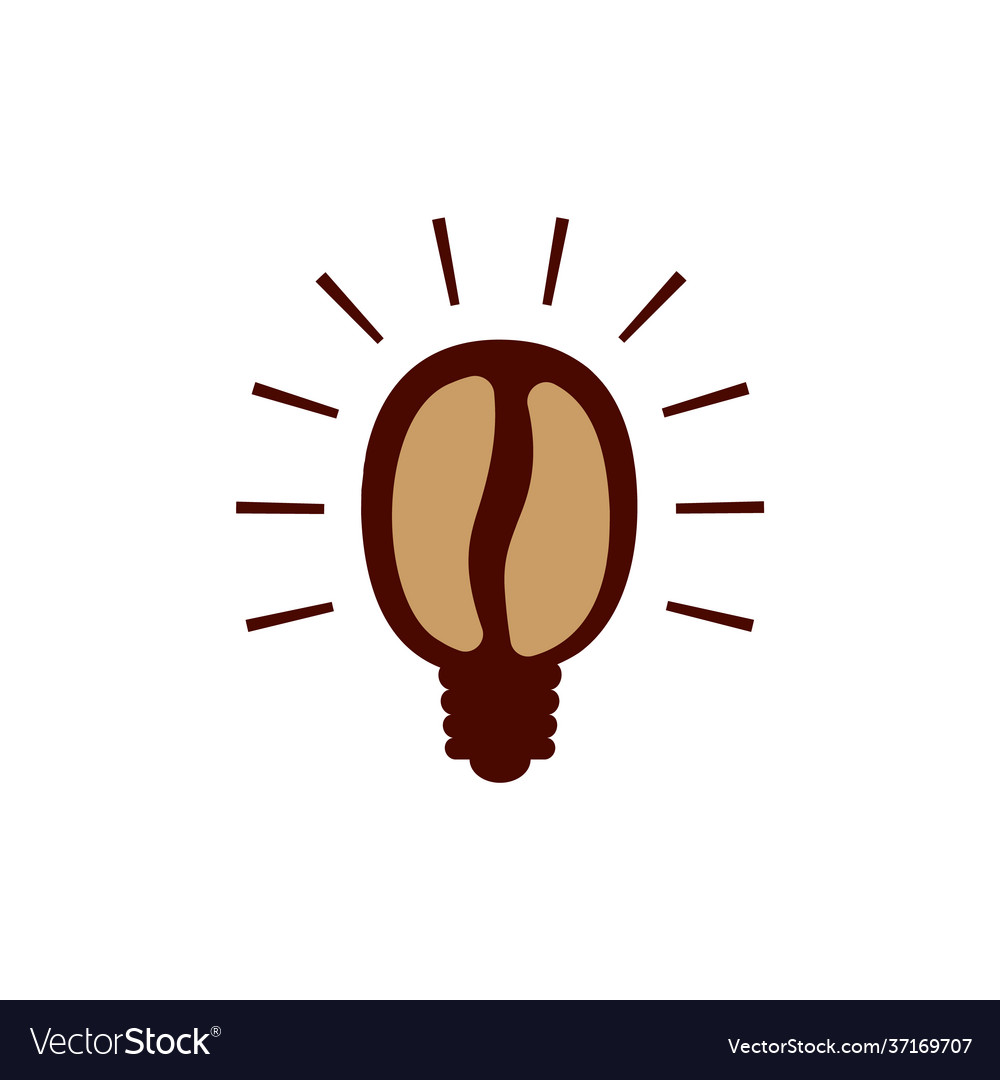 Simple and flat coffee bean like light bulb icon