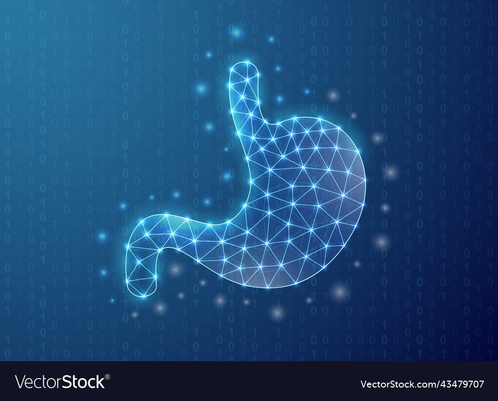 Stomach polygonales Symbol mit Binärcode vector image Stomach polygonales Symbol mit Binärcode