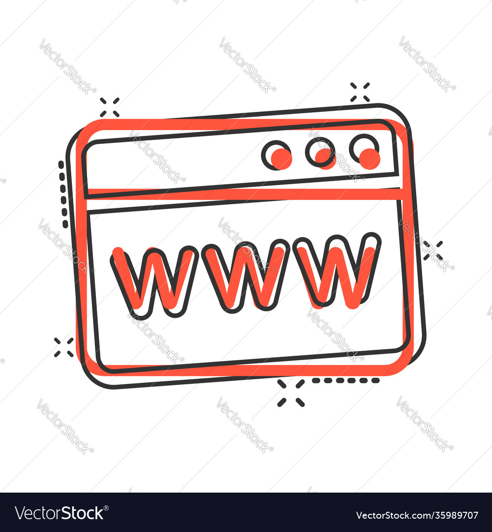 Website domain icon in comic style com internet vector image Website domain icon in comic style com internet