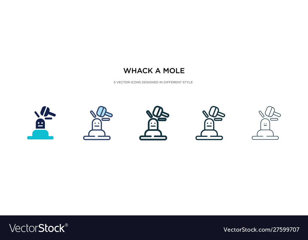 Whack a mole icon in different style two colored