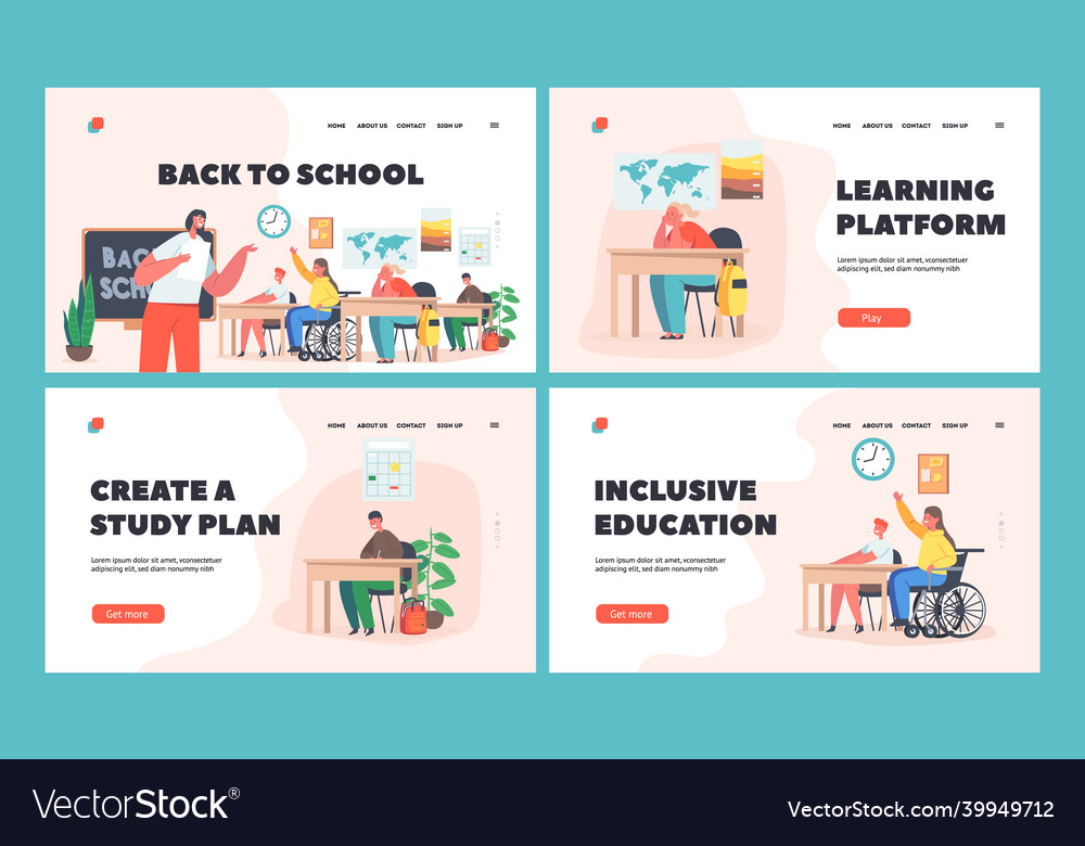 Back to school landing page template set children