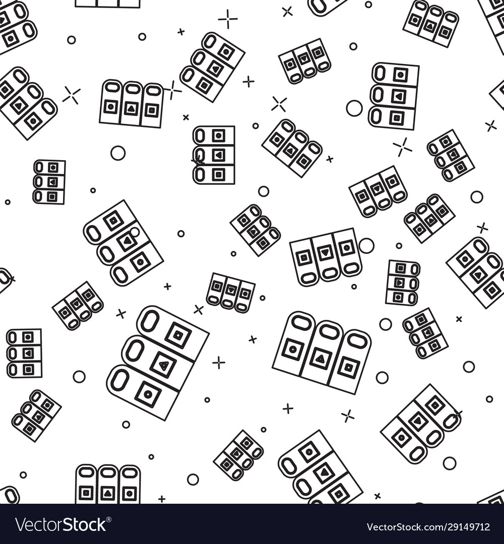 Black line trash in garbage cans with sorted vector image Black line trash in garbage cans with sorted