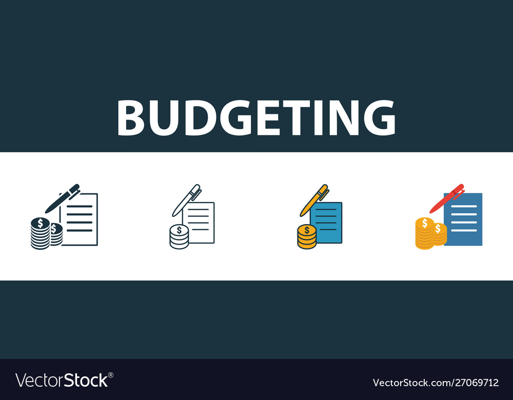 Budgeting icon set four elements in different vector image Budgeting icon set four elements in different
