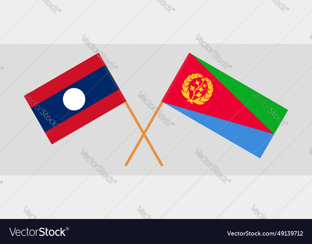 Crossed flags of laos and eritrea official colors