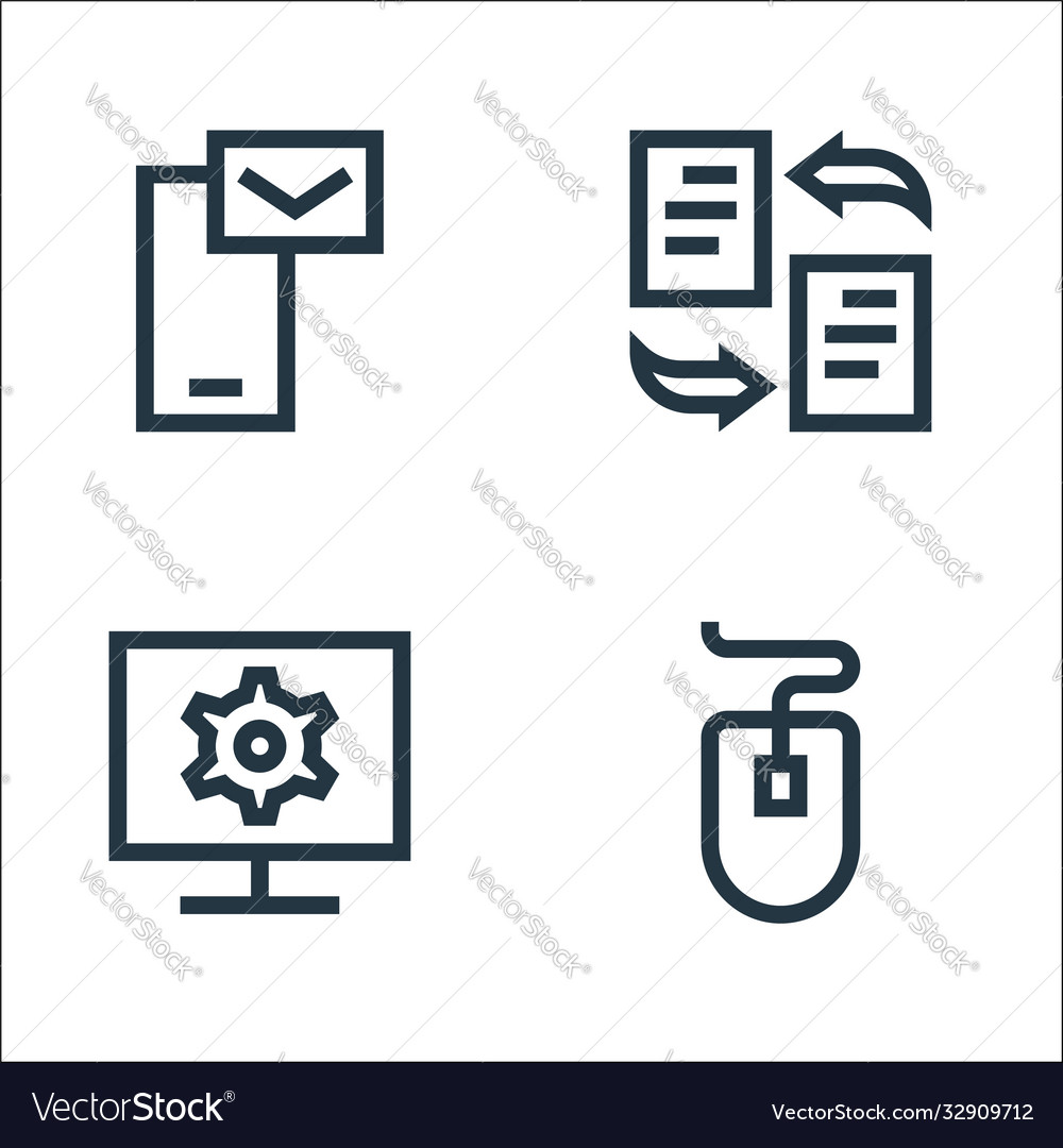 Development line icons linear set quality vector image Development line icons linear set quality
