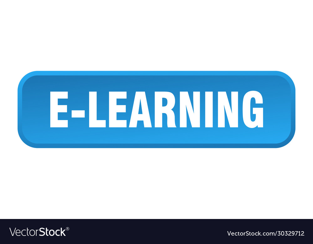 E-learning button square 3d push