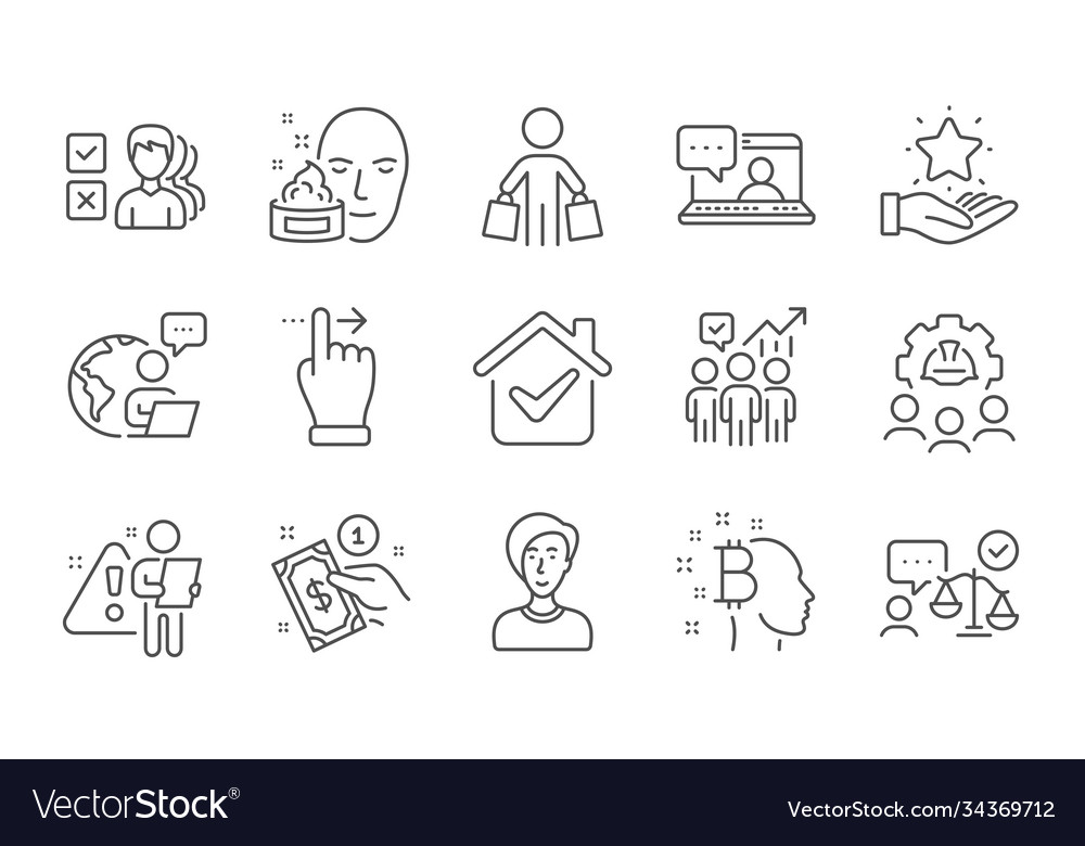 Friends chat face cream and lawyer icons set vector image Friends chat face cream and lawyer icons set