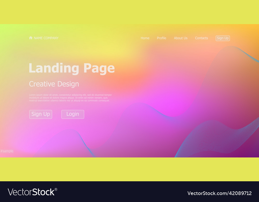 Gradient bunte Webvorlage Landing Seite vector image Gradient bunte Webvorlage Landing Seite