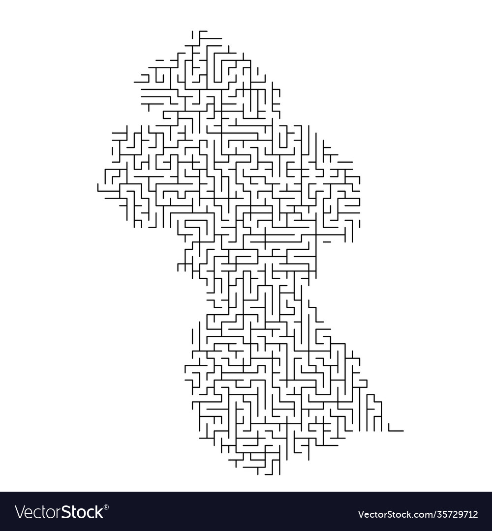 Guyana map from black pattern maze grid vector image Guyana map from black pattern maze grid