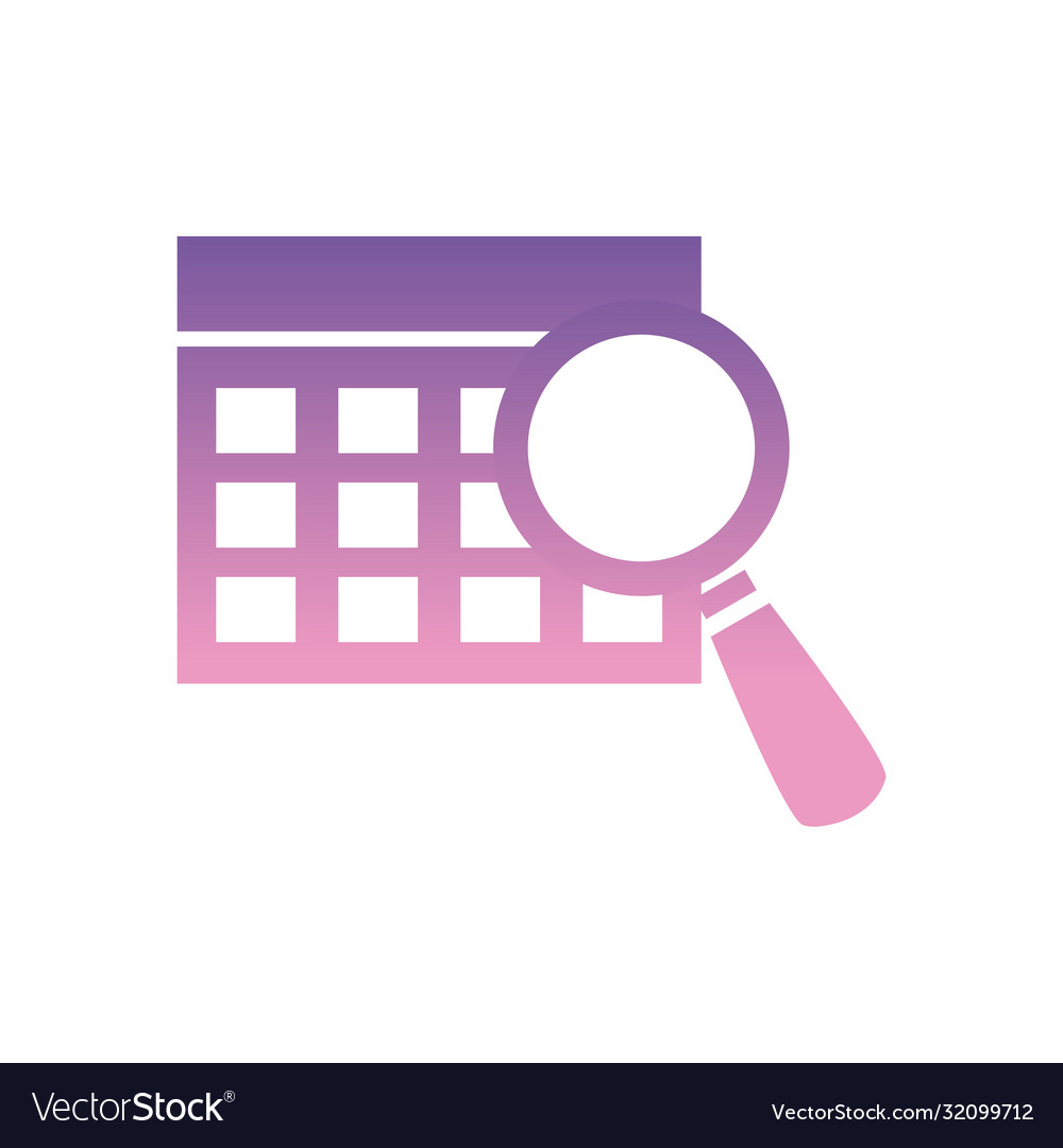 Lupe with calendar gradient style icon