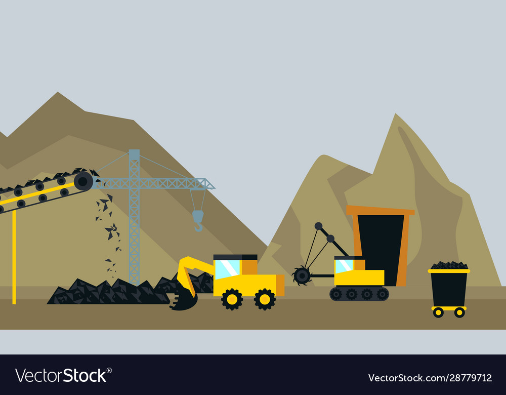 Mining industry flat composition with coal loading