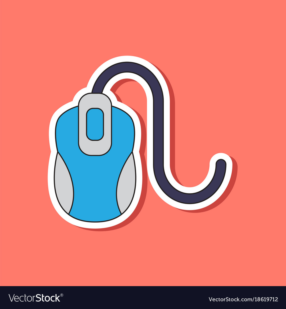 Paper sticker on background of computer mouse