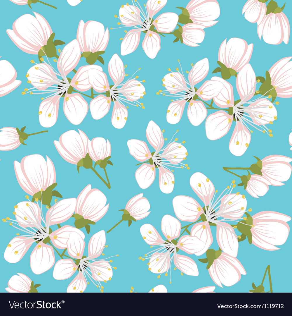 Seamless pattern with cherry blossoms