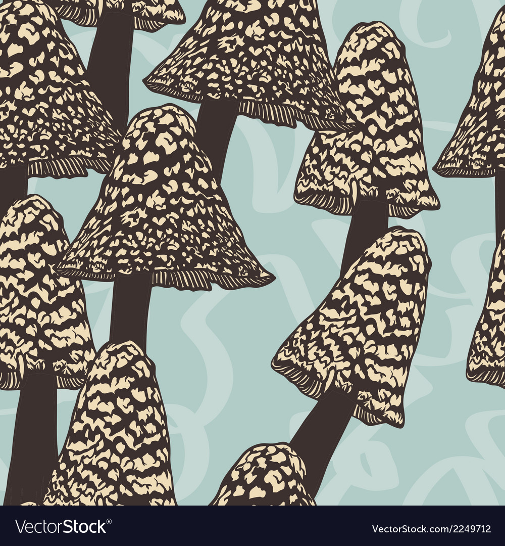 Seamless pattern with mushrooms