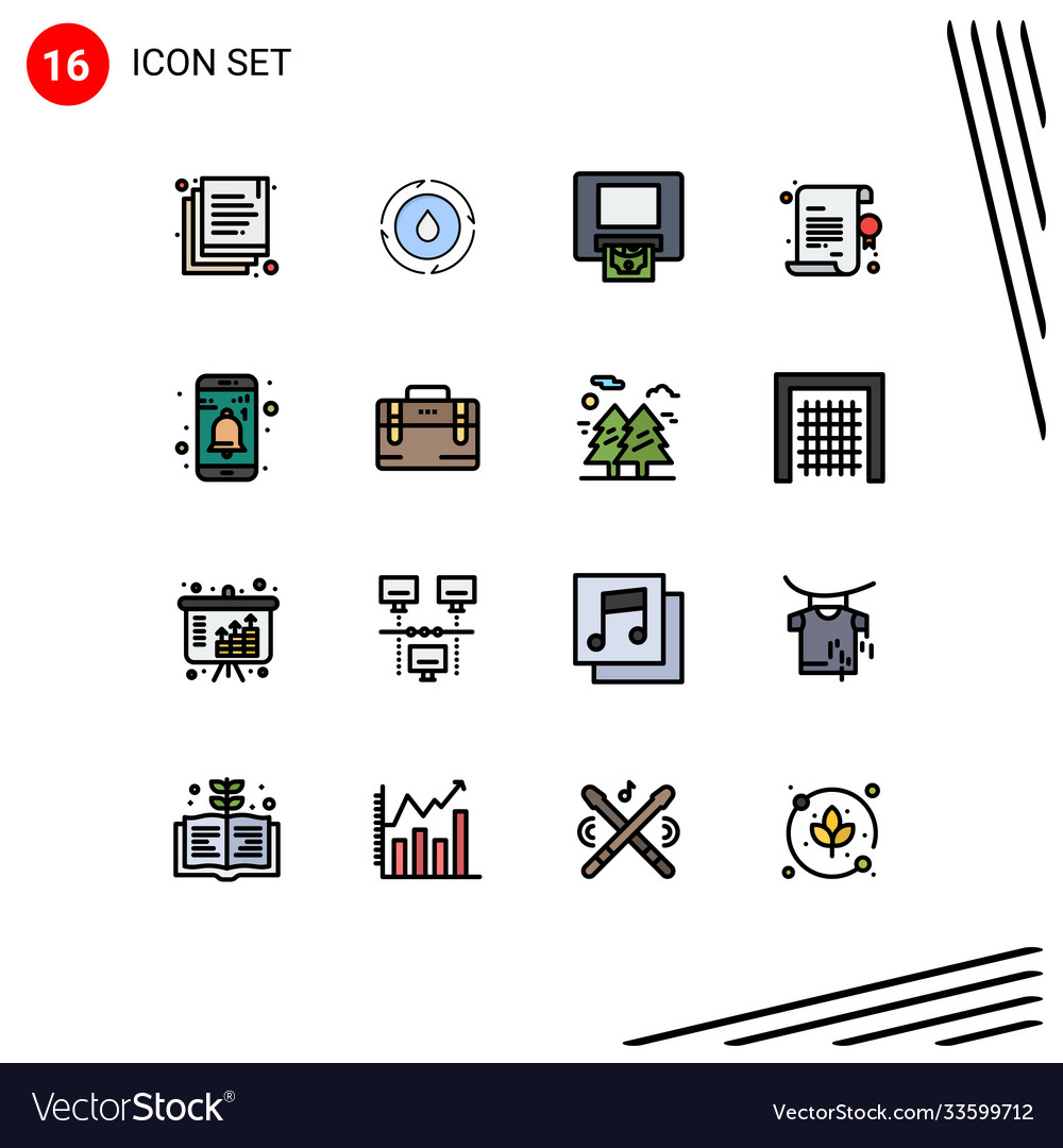 Set 16 flat color filled lines on grid