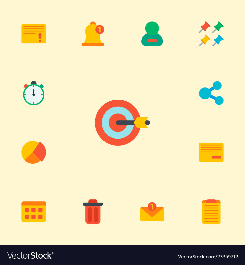 Set task manager icons flat style symbols vector image Set task manager icons flat style symbols