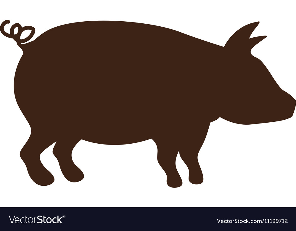 Download Silhouette brown color with pig Royalty Free Vector Image