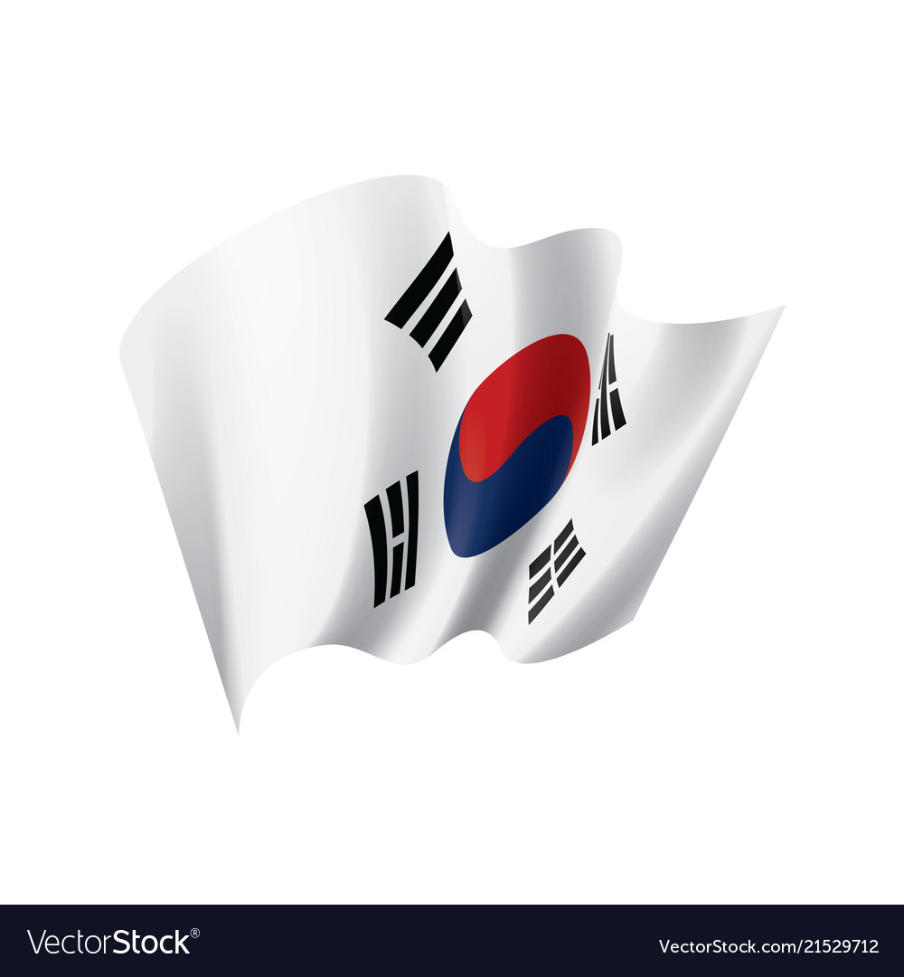 South korean flag on a white