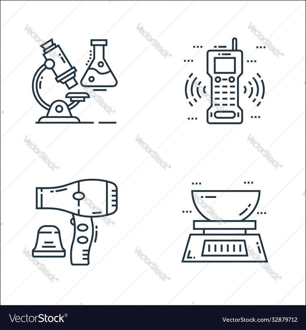 Technology devices line icons linear set quality vector image Technology devices line icons linear set quality