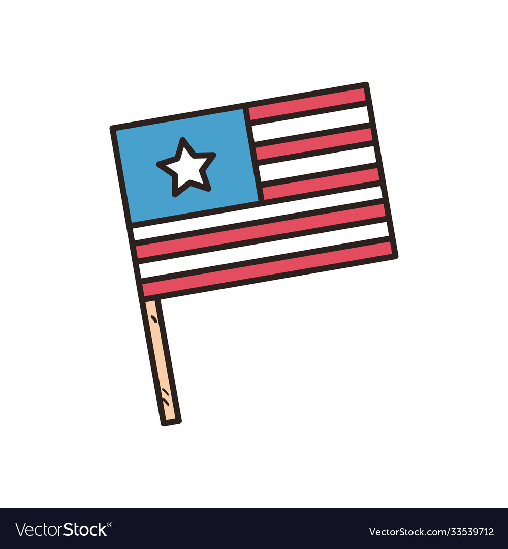 Usa flag line and fill style icon design