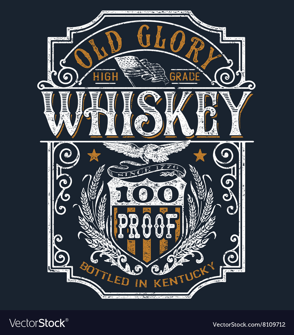 Vintage Americana Whiskey Label T-Shirt Graphic Vector Image