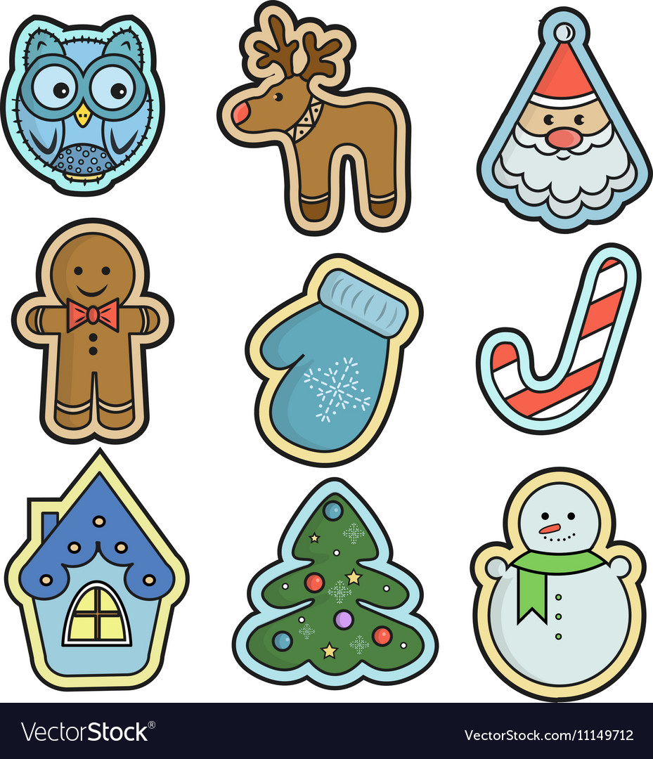 Winter Holidays Icons Collection Royalty Free Vector Image