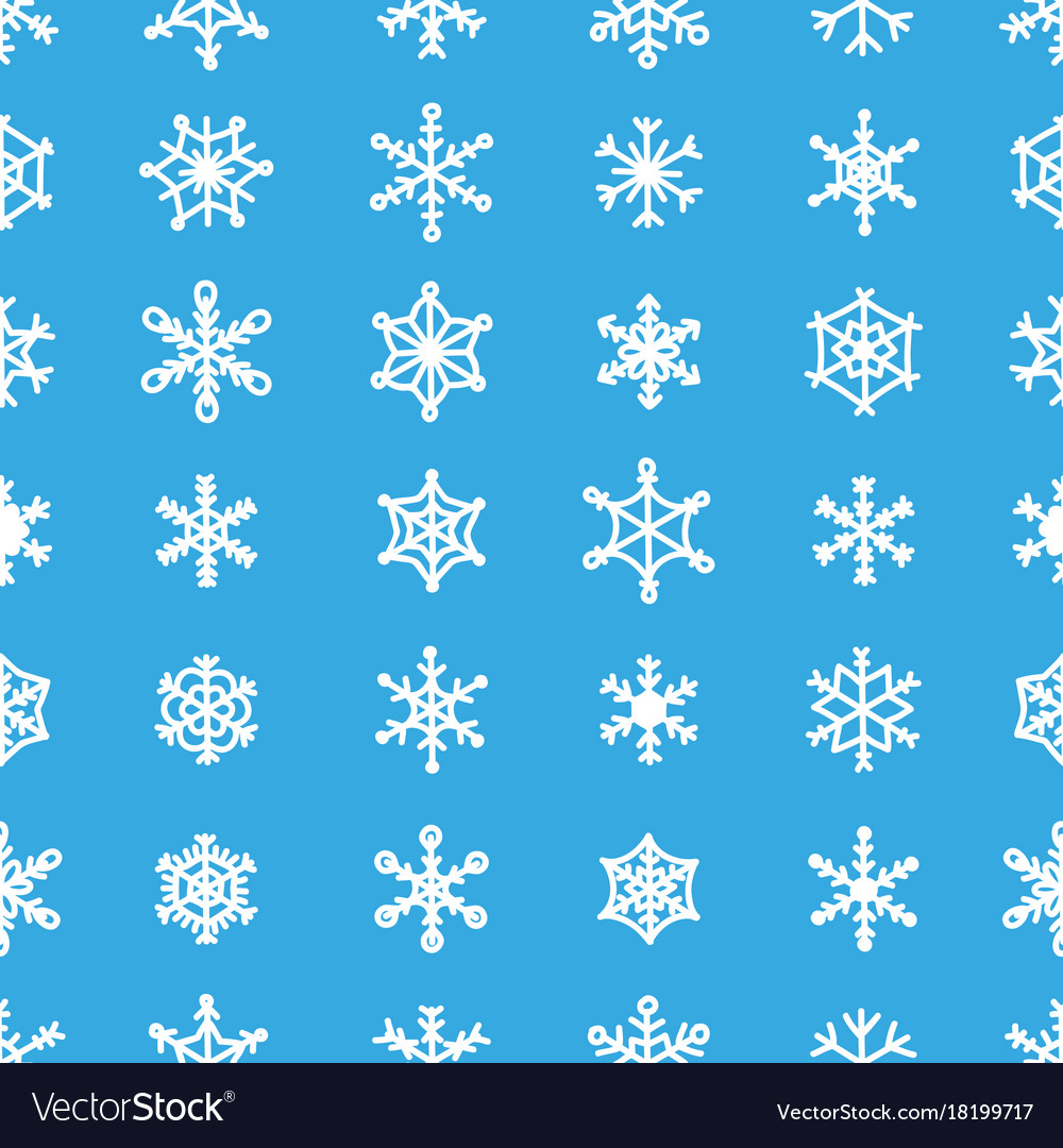 Blue snowflake seamless pattern 30 various types