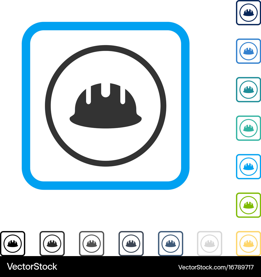Builder hardhat framed icon Royalty Free Vector Image