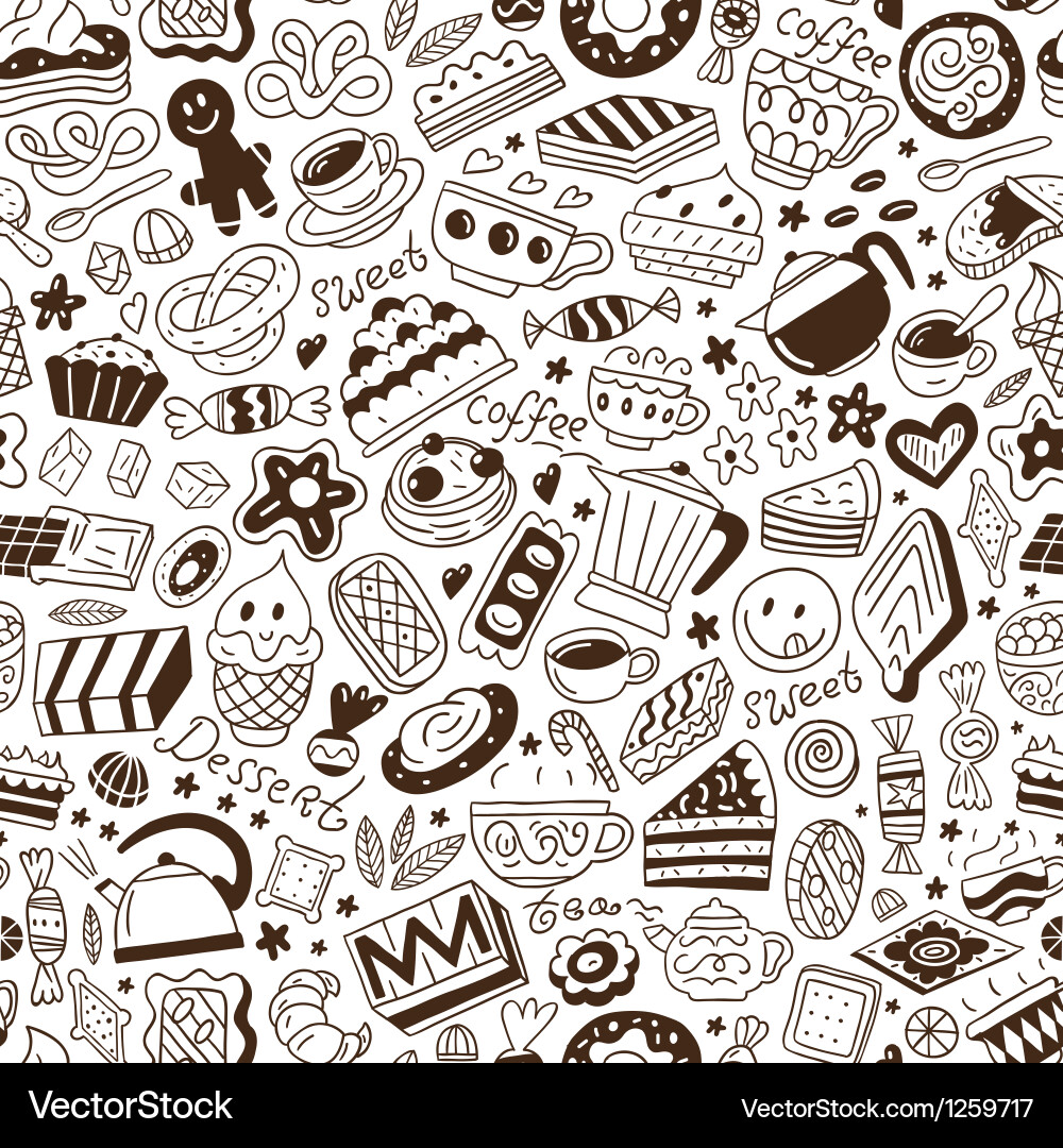Coffee and sweets - seamless pattern Royalty Free Vector