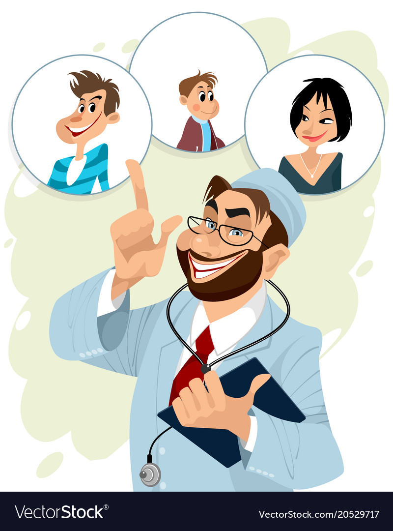 Family doctor and his patients Royalty Free Vector Image Family doctor and his patients Royalty Free Vector Image
