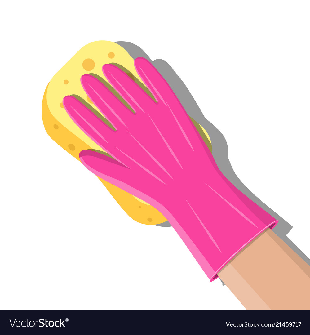 Hand In Gloves With Sponge Wash Wall Royalty Free Vector