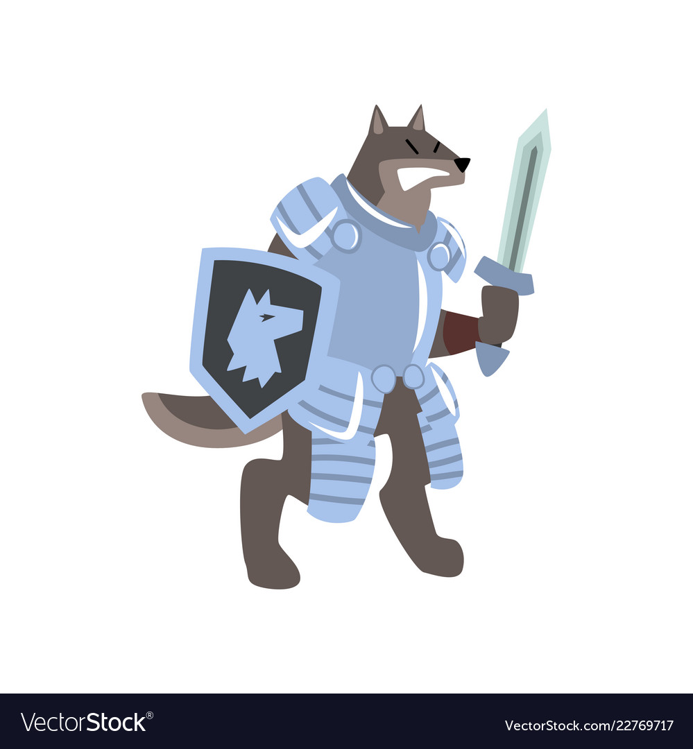 Knight dog character with shield and sword Vector Image