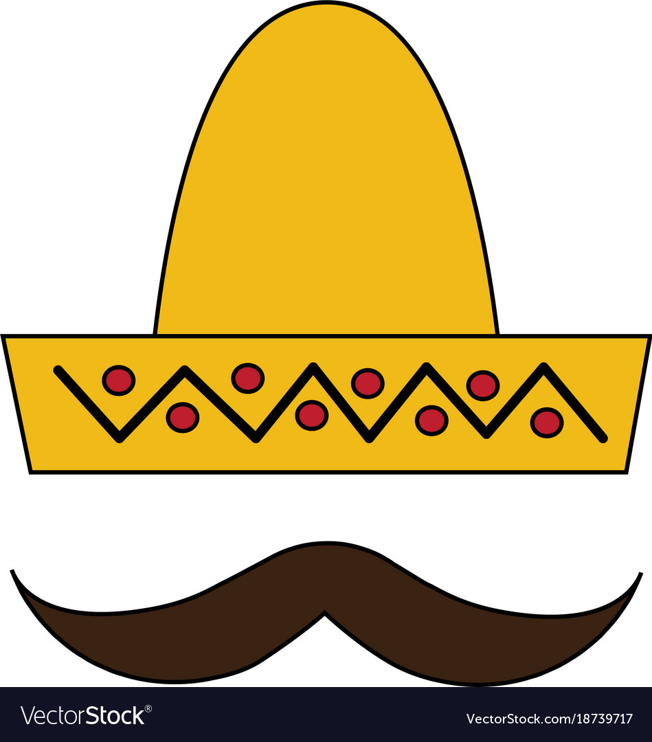 Mexican hat and mustache carnival costume Vector Image