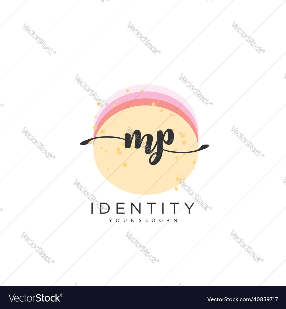 Mp handwriting logo of initial signature wedding Vector Image