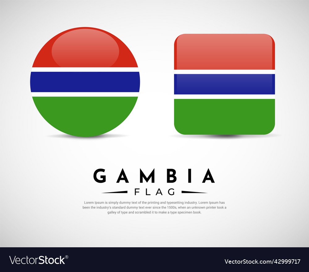 Realistic gambia flag icon set