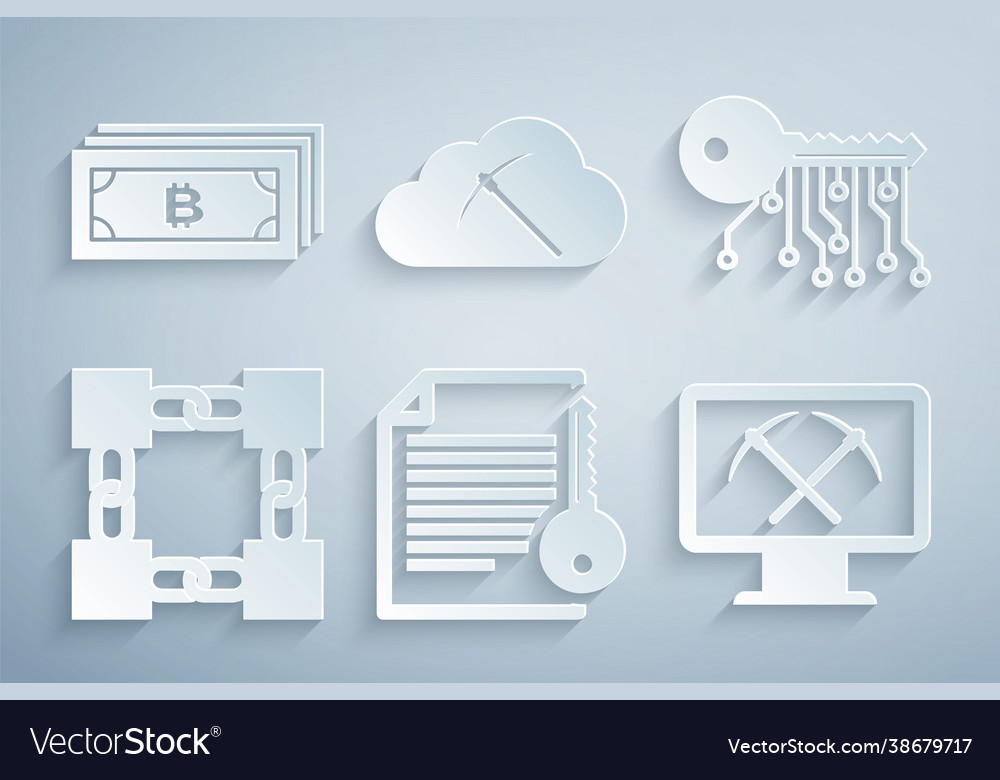 Set smart contract cryptocurrency key blockchain Vector Image Set smart contract cryptocurrency key blockchain