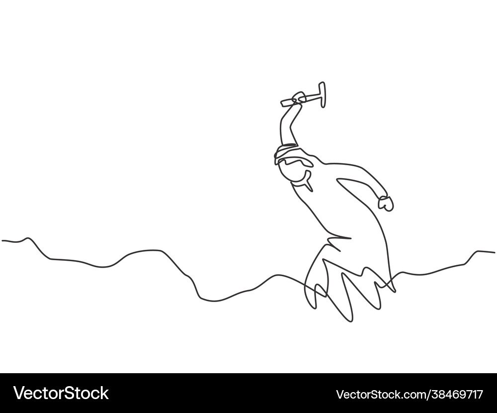 Single continuous line drawing young arab Vector Image