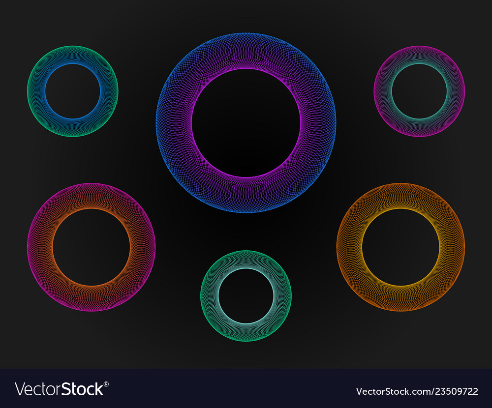 3d circle neon set big data visualization vector image 3d circle neon set big data visualization