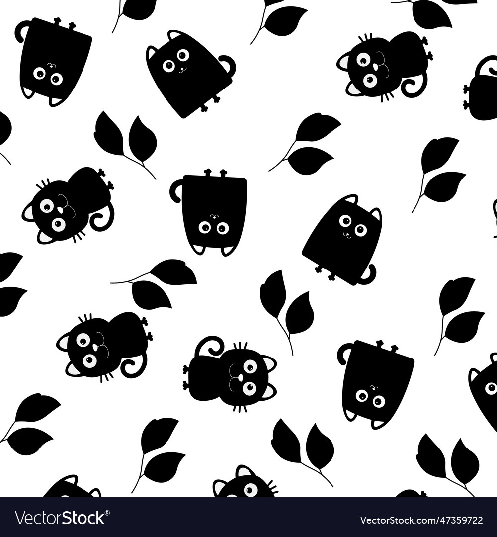 Black cat seamless pattern background vector image Black cat seamless pattern background