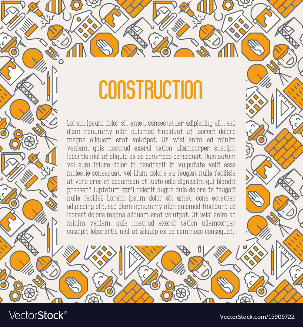 Building construction concept with thin line icons