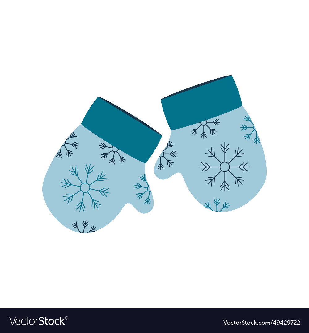 Christmas gloves with a pattern of snowflakes Vector Image