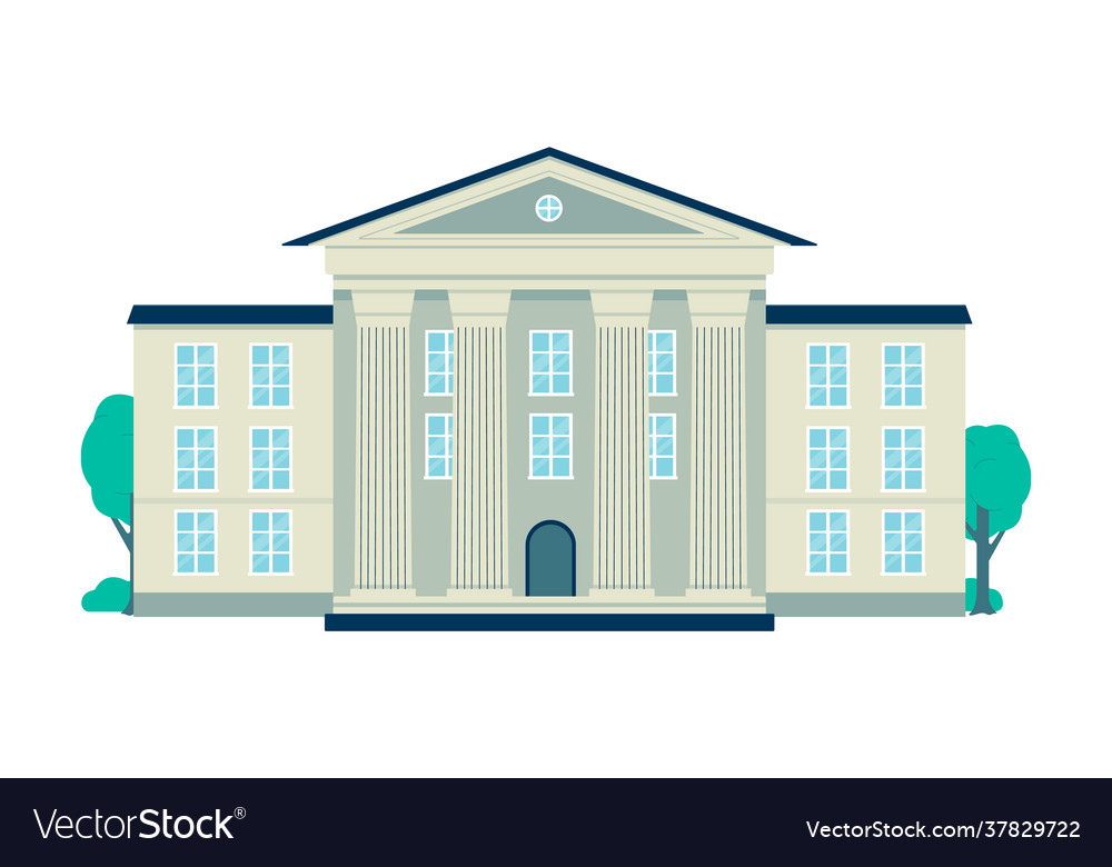 Classic architecture building with columns flat Vector Image Classic architecture building with columns flat