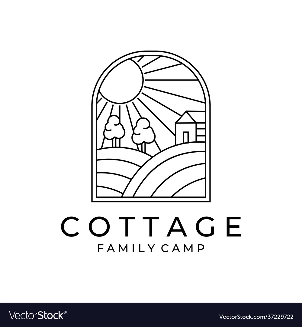 Cottage or cabin line art minimalist simple logo vector image Cottage or cabin line art minimalist simple logo