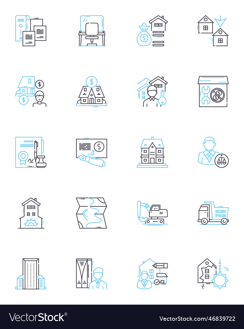 Development linear icons set innovation progress vector image Development linear icons set innovation progress