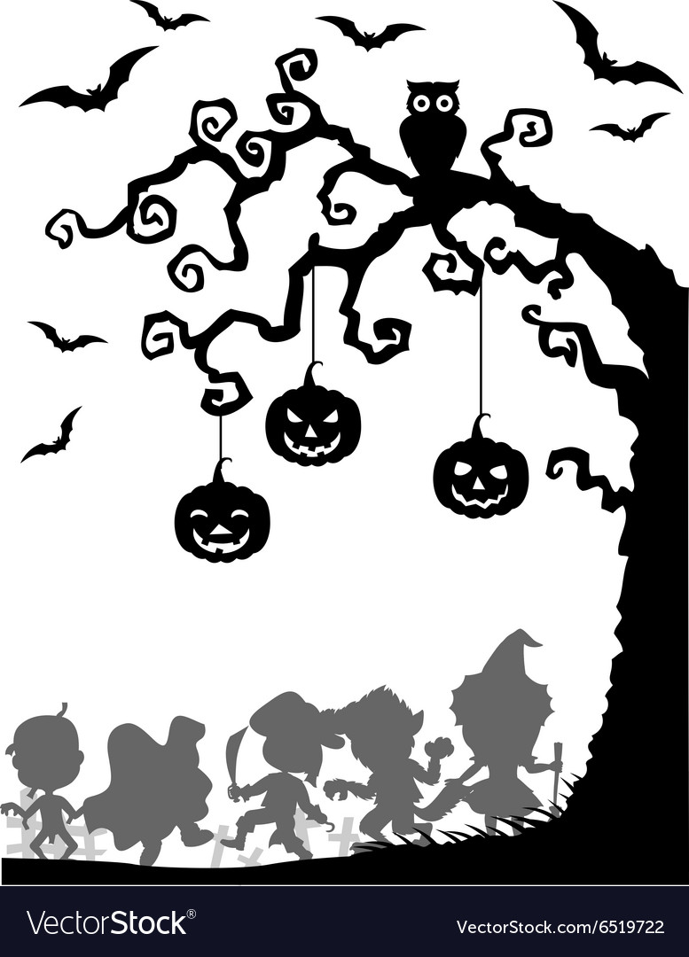 Download Halloween tree silhouettes Royalty Free Vector Image