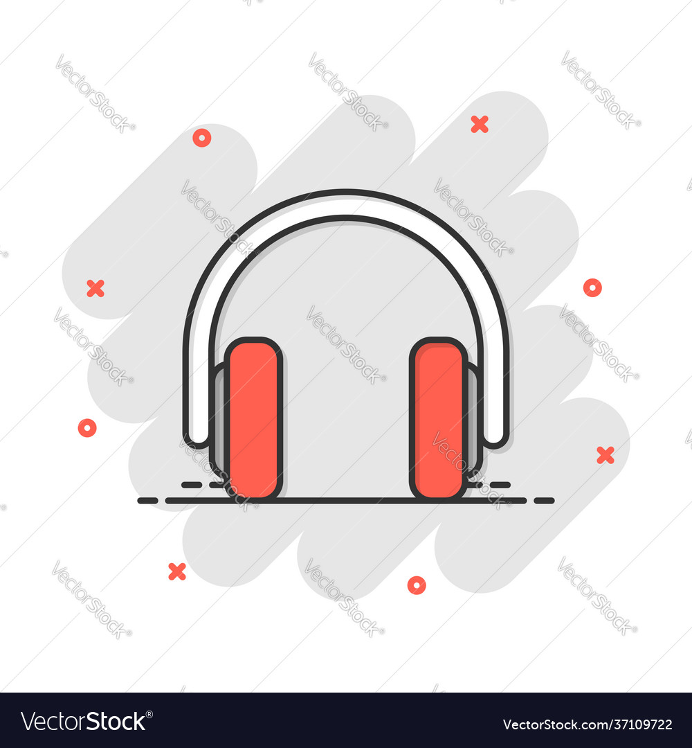 Headphone headset icon in comic style headphones