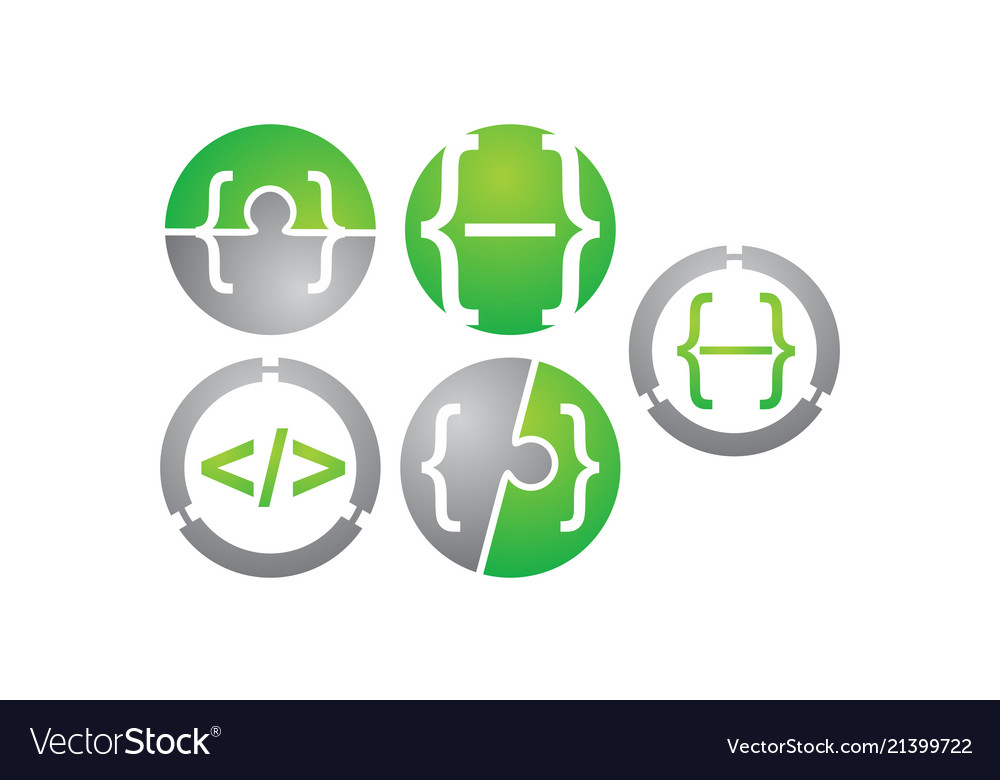 Integrated program code set vector image Integrated program code set