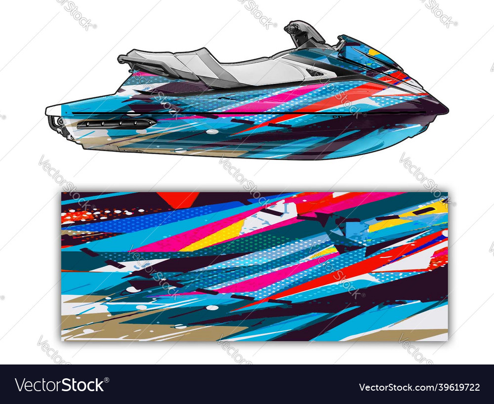 Jet ski wrap design custom livery image Royalty Free Vector